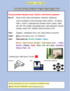 Dotace na CNC, Informační systémy, kamery, tiskárny